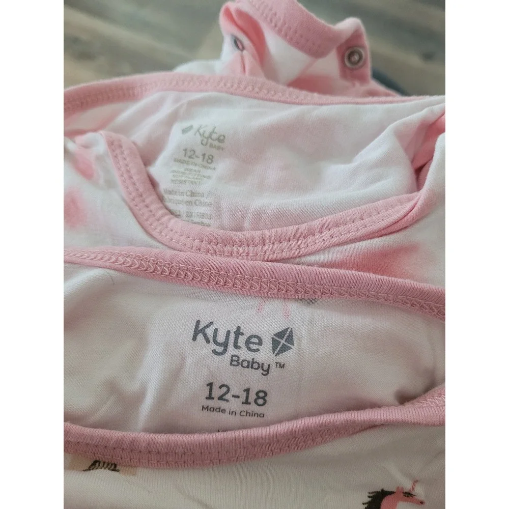 Kyte Baby 12-18M Short Sleeve Bodysuit Set Unicorn Tie Dye Bamboo Rayon x 2 #2